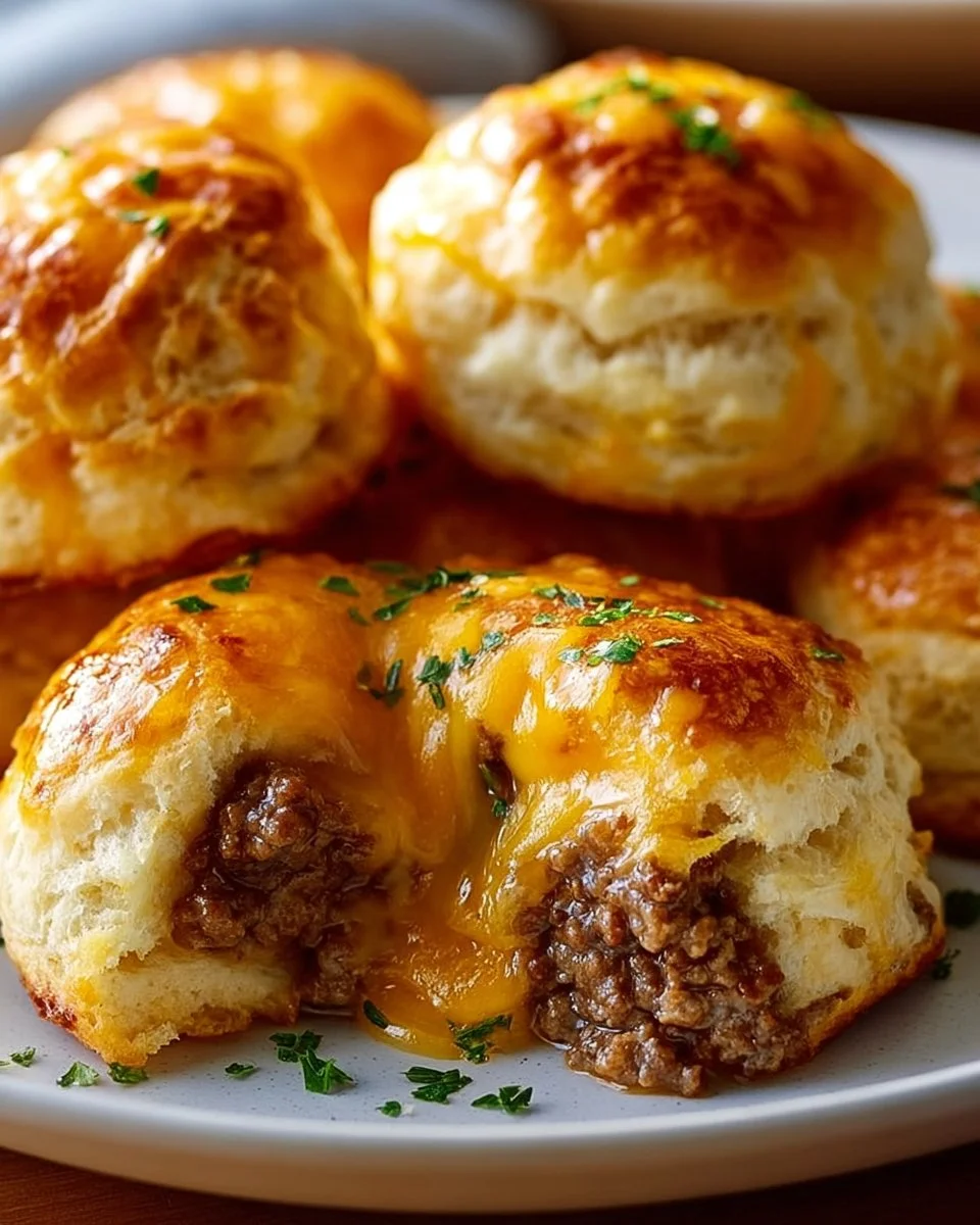 Cheesy Beef Biscuit Bombs