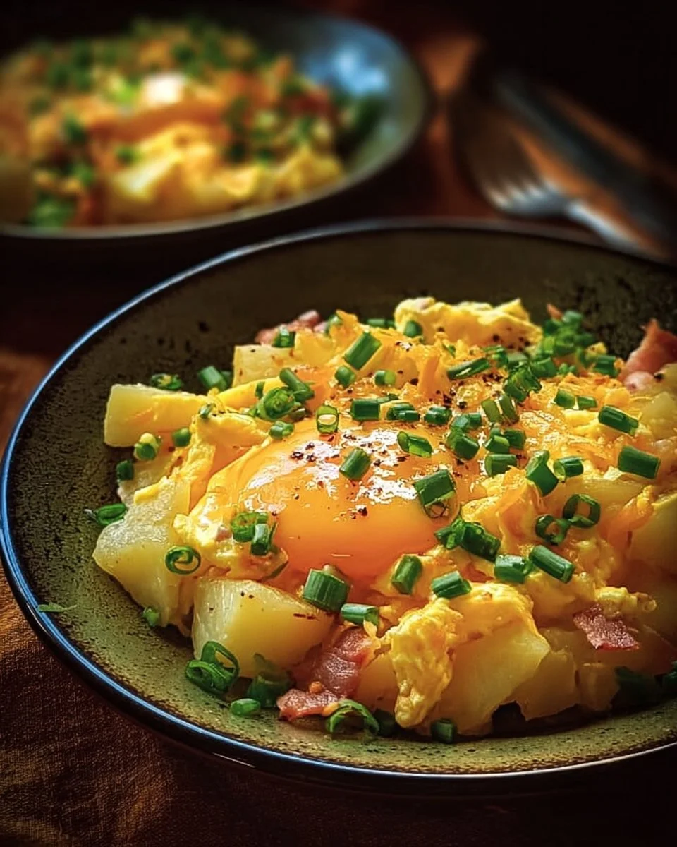 Cheesy Potato Egg Scramble