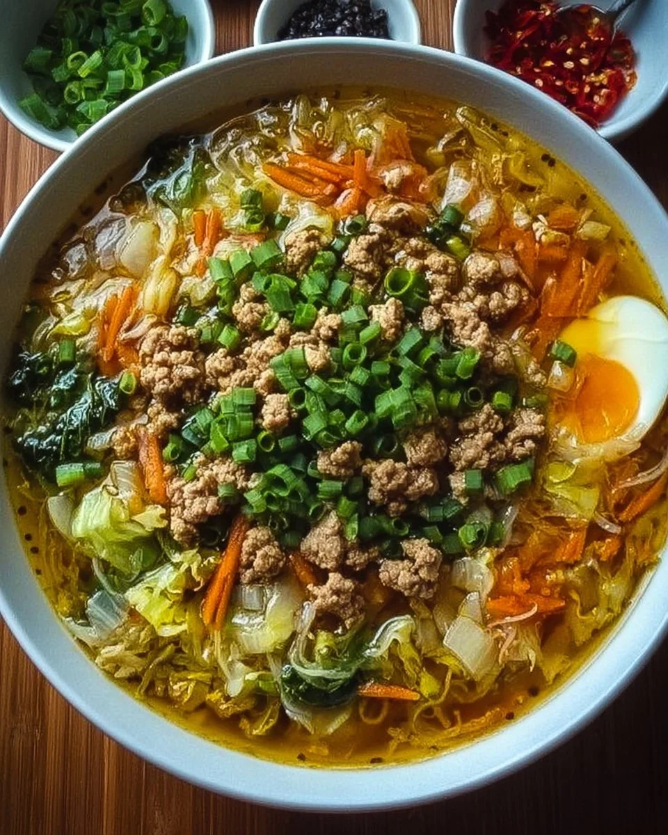 Cozy One-Pot Egg Roll Soup with Green Onions and Ginger