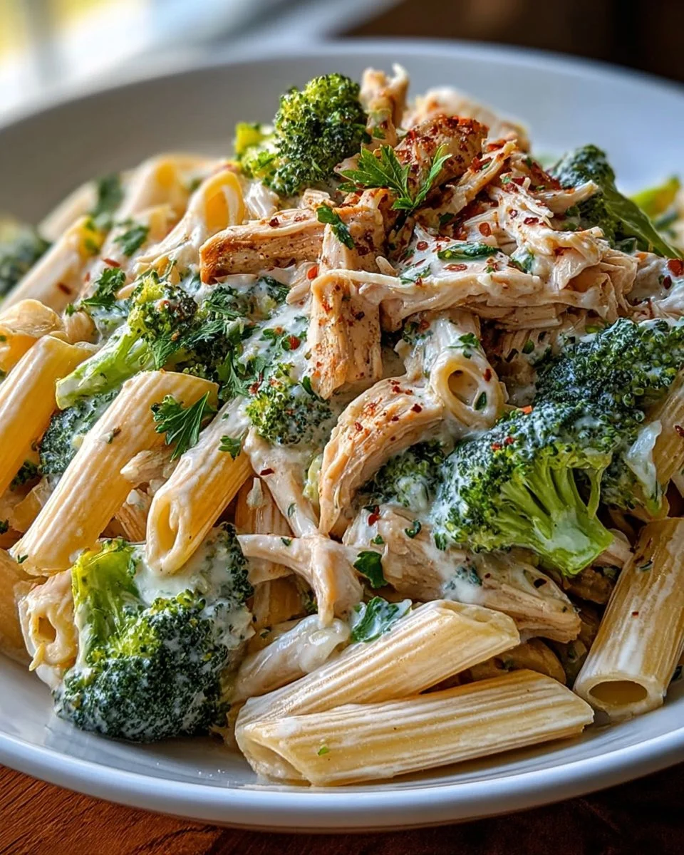 High Protein Rotisserie Chicken Broccoli Pasta