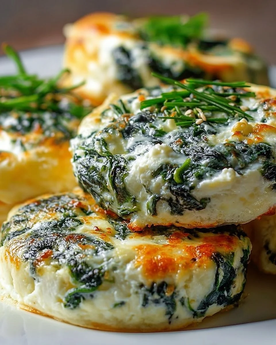 A plate of fresh spinach cottage cheese flagels, perfect for any meal
