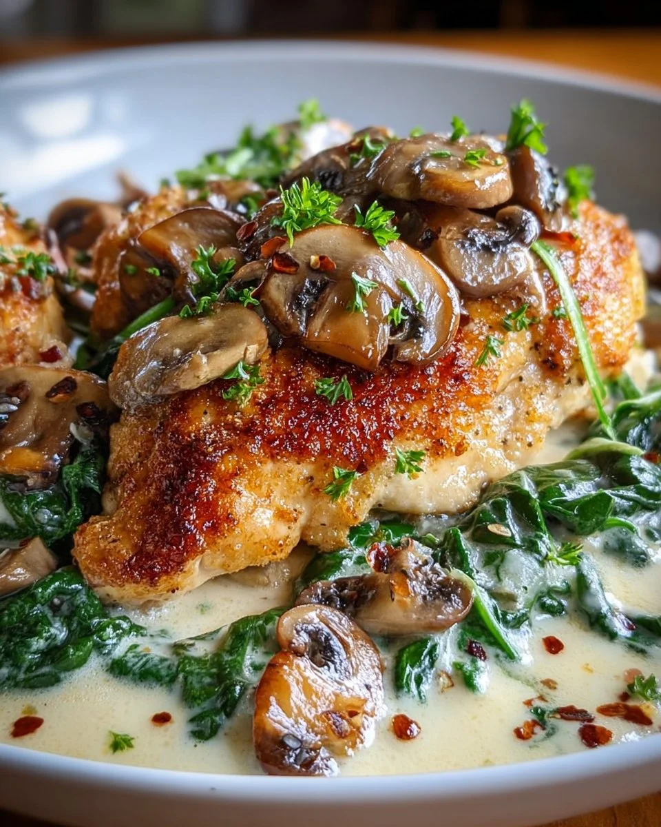 Keto Creamy Spinach Mushroom Chicken