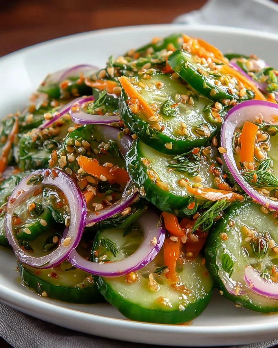 Refreshing Crunchy Cucumber Salad with vibrant vegetables and herbs