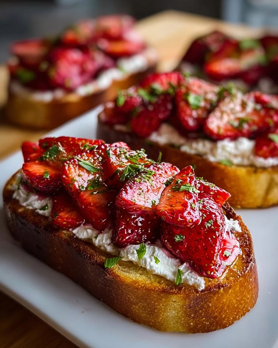 Roasted Strawberry Whipped Ricotta Toast