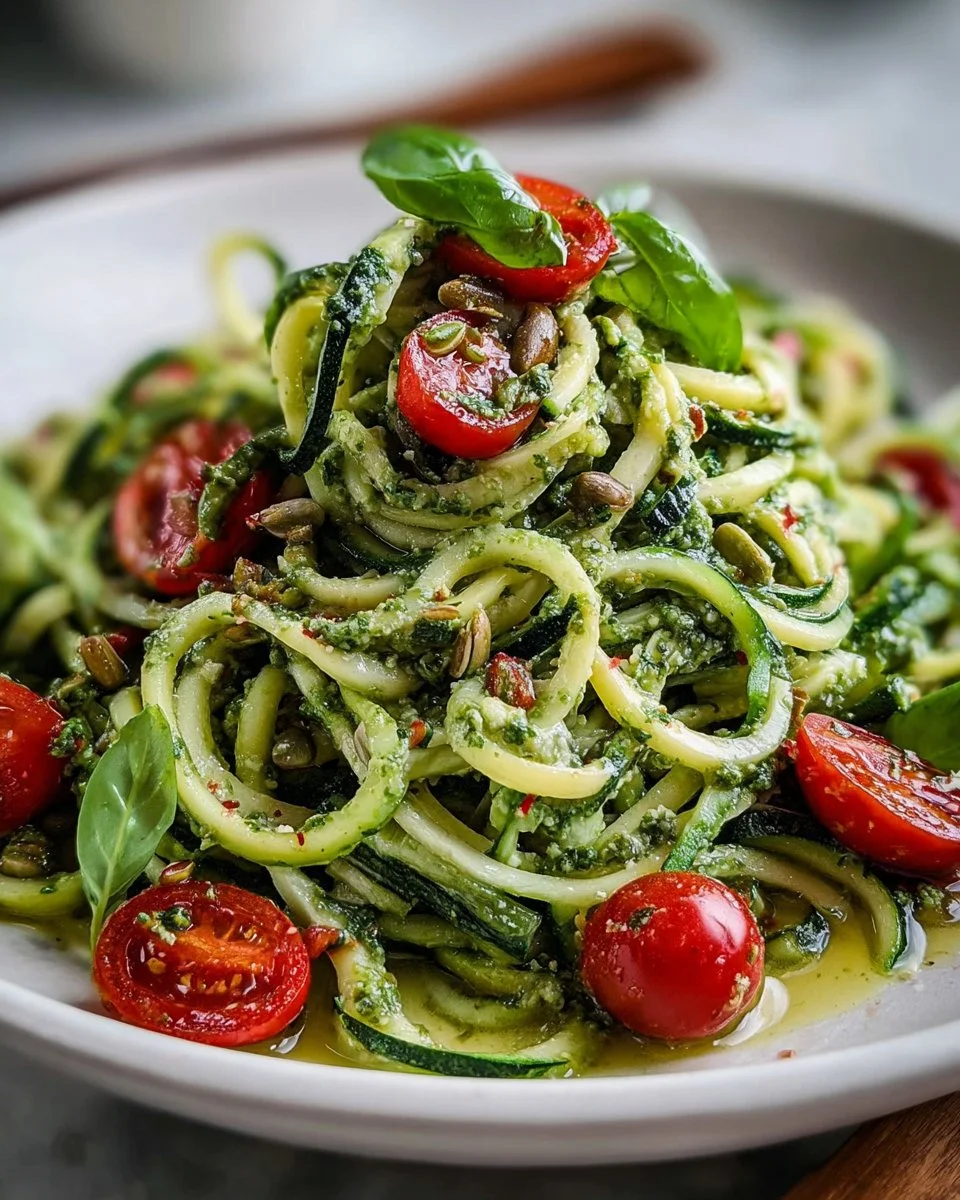 Vegan Pumpkin Seed Pesto Zucchini Noodles
