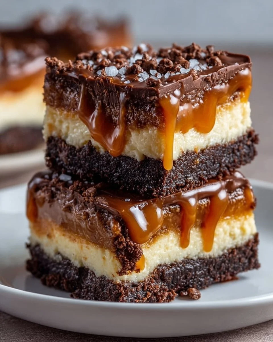 Chocolate Caramel Cheesecake Bars