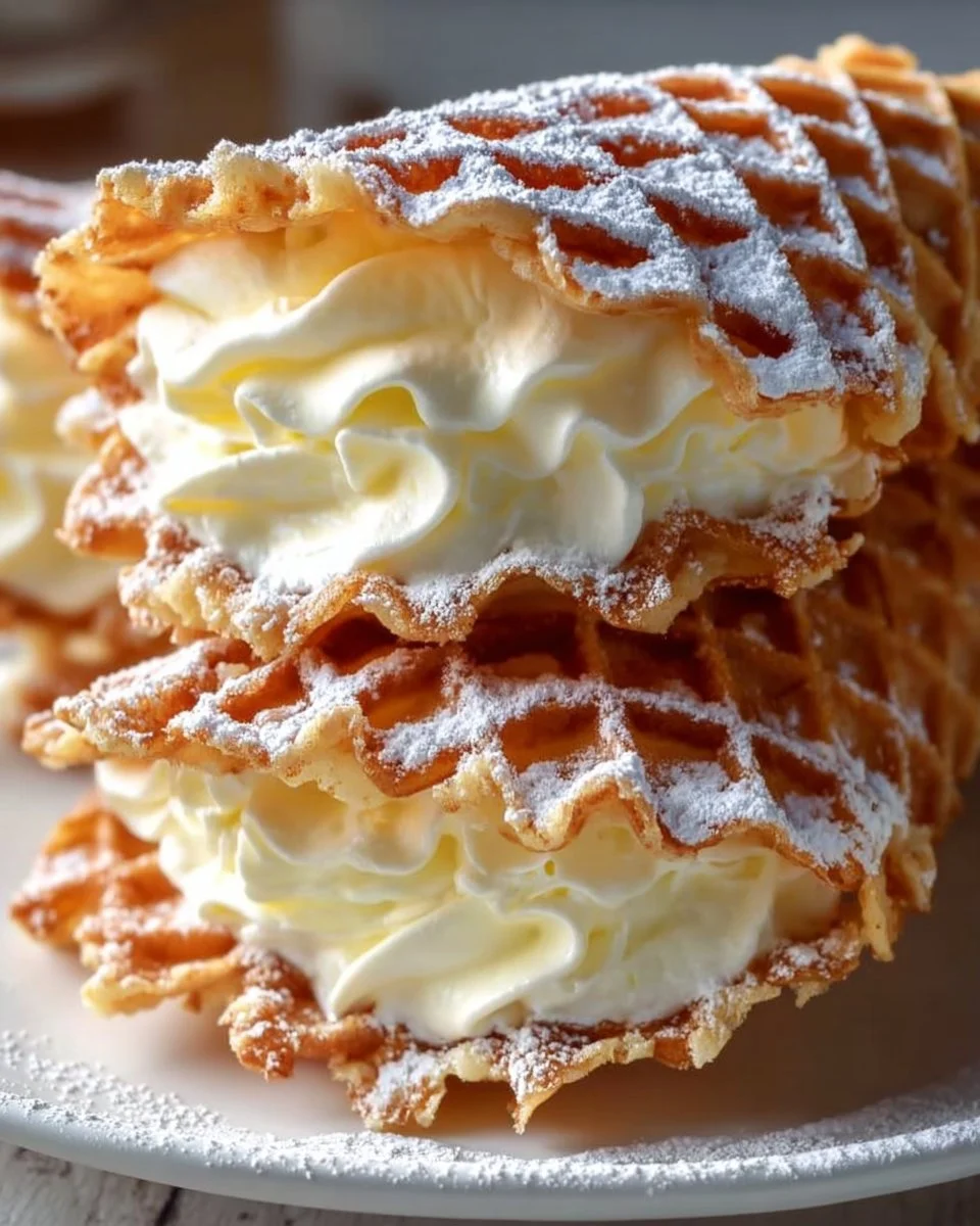 Crisp Pizzelle Cones with Rich Cream Filling