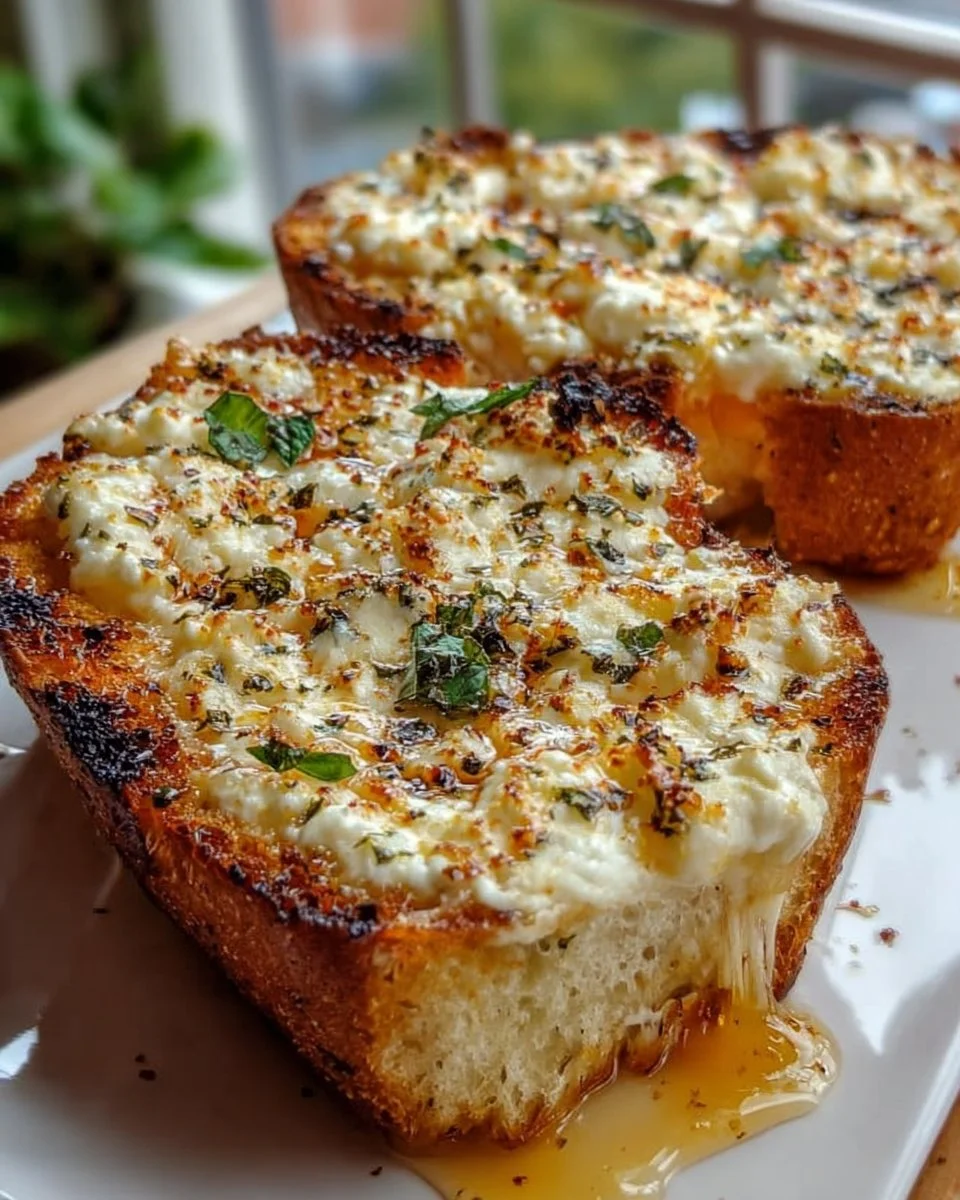 Garlic Bread drizzled with Hot Honey for a flavorful twist.