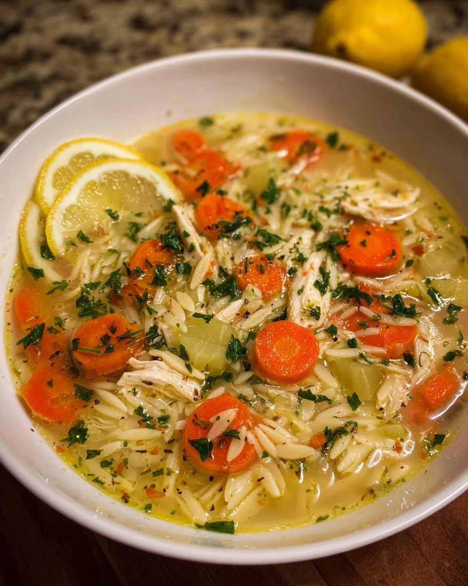 Greek-Inspired Lemon Chicken Orzo Soup