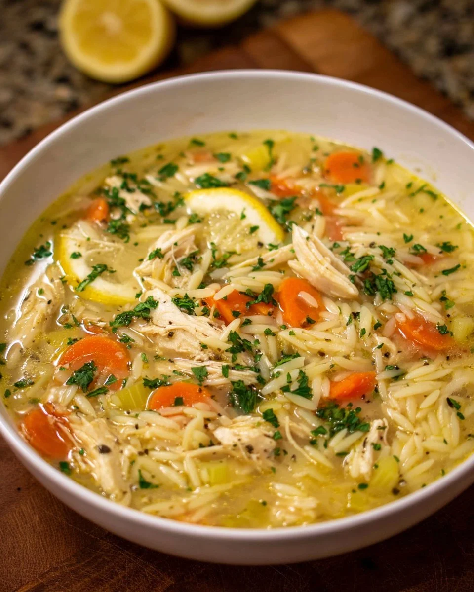 Greek-Inspired Lemon Chicken Orzo Soup