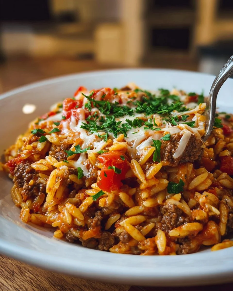 One-Pan Ground Beef Orzo Bake