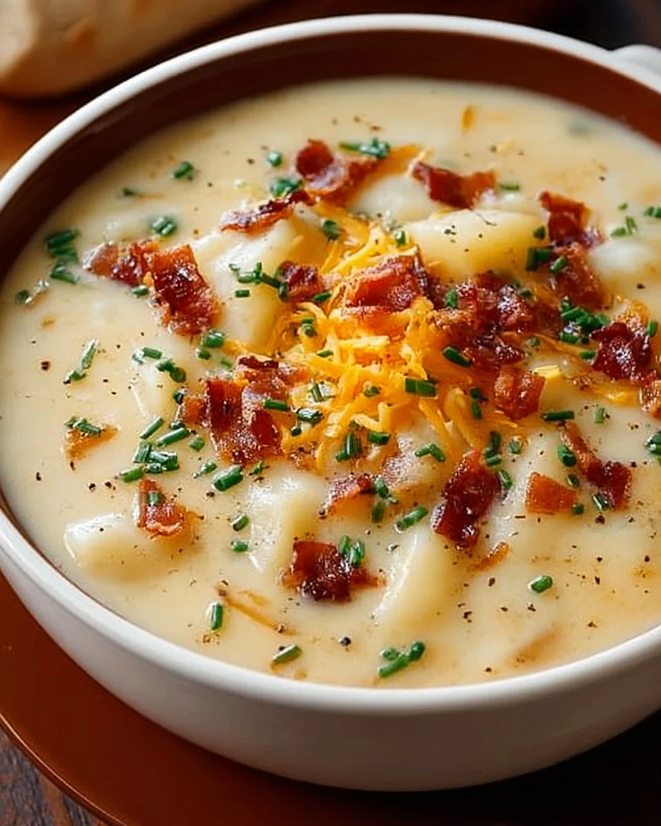 Delicious Outback Steakhouse-inspired potato soup in a bowl