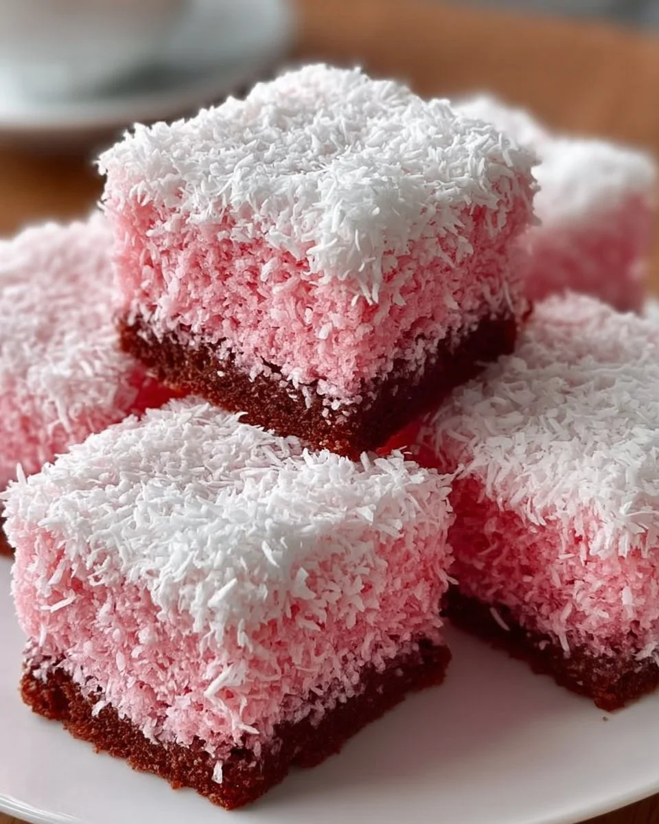 Pink Coconut Snowball Cake Bars