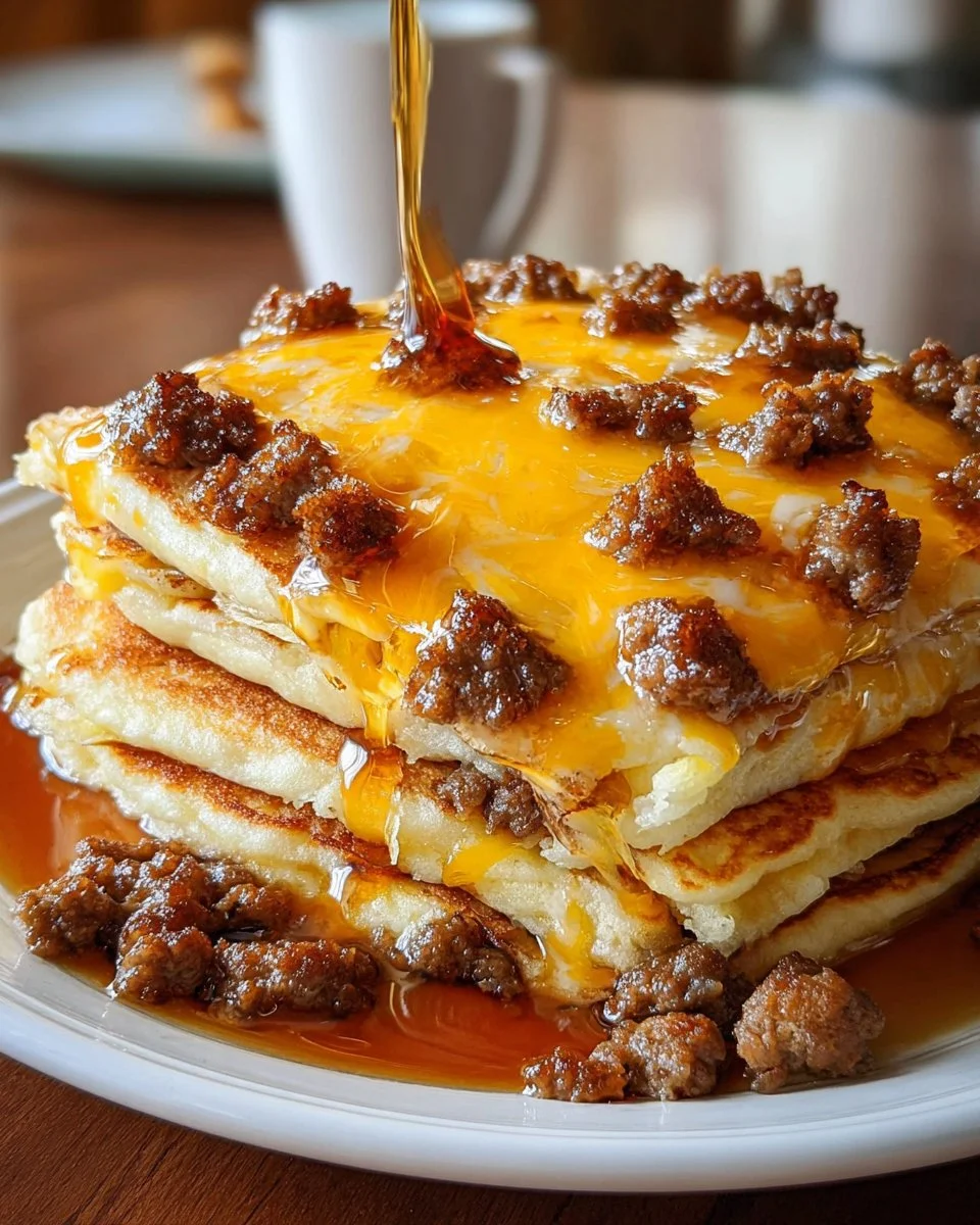 Sausage Cheese Sheet Pan Pancakes