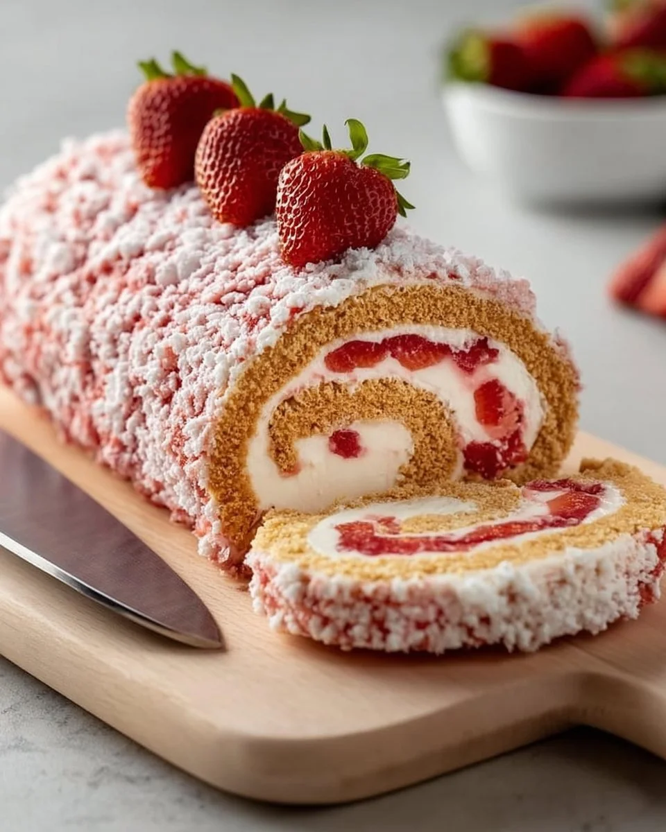 Strawberry Crunch Cake Roll